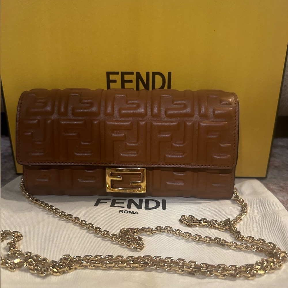 Fendi Baguette Continental Wallet with Chain